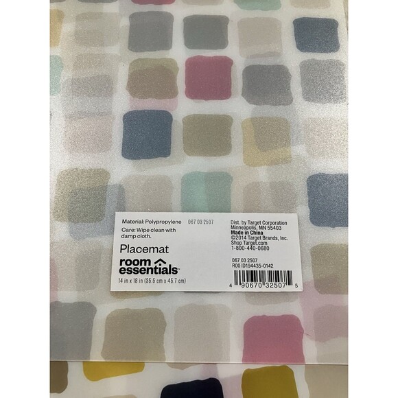 NOS Placemat 6pk Multi Color Square Polka Dot Grid Bright Kitchen Table Settings - Picture 3 of 5